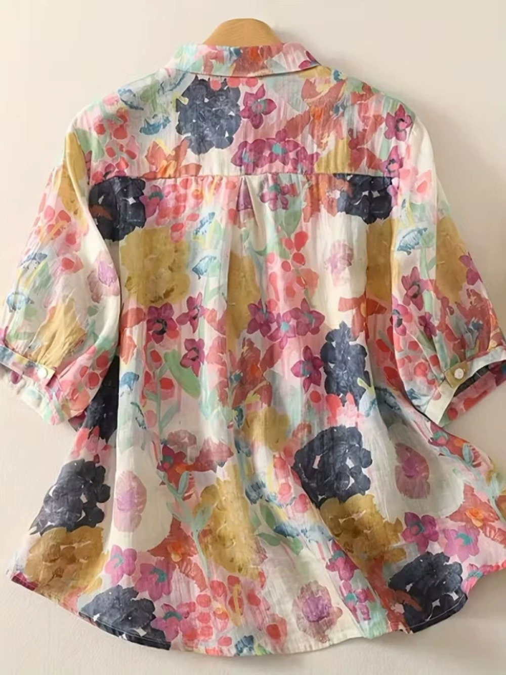 ZARA Stand Collar Printed Short Sleeve Loose Comfort Shirt